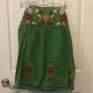 Green Embroidered Tube Top